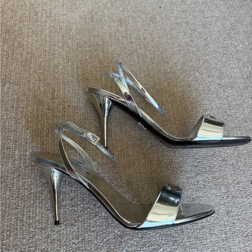 Prada Metallic Silver Heels - Picture 4 of 8